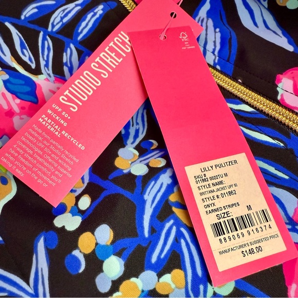 NWT Lilly Pulitzer Brittana Jacket UPF 50 – Onyx Earned Stripes, Size M 🌺 - Picture 6 of 7